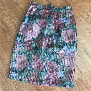 Saks Fifth Avenue Vintage Sequin High Waist Pencil Skirt Size 6